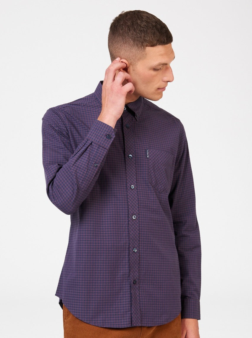 Chemises Ben Sherman Signature Gingham Long-Sleeve Violette | OCV-85575130